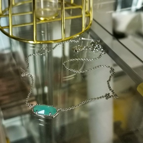 Kendra Scott ELISA green mint  silver necklace - Picture 2 of 3